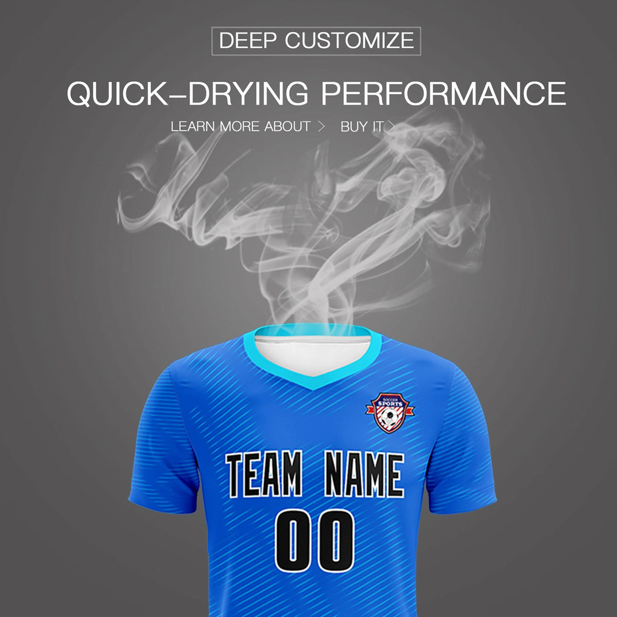 Custom Royal Powder Blue Training Uniform For Men Football Sets Jersey