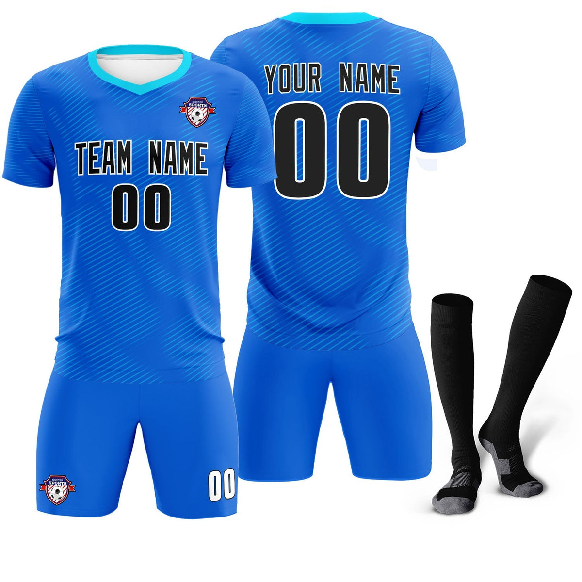 Custom Royal Powder Blue Training Uniform For Men Football Sets Jersey