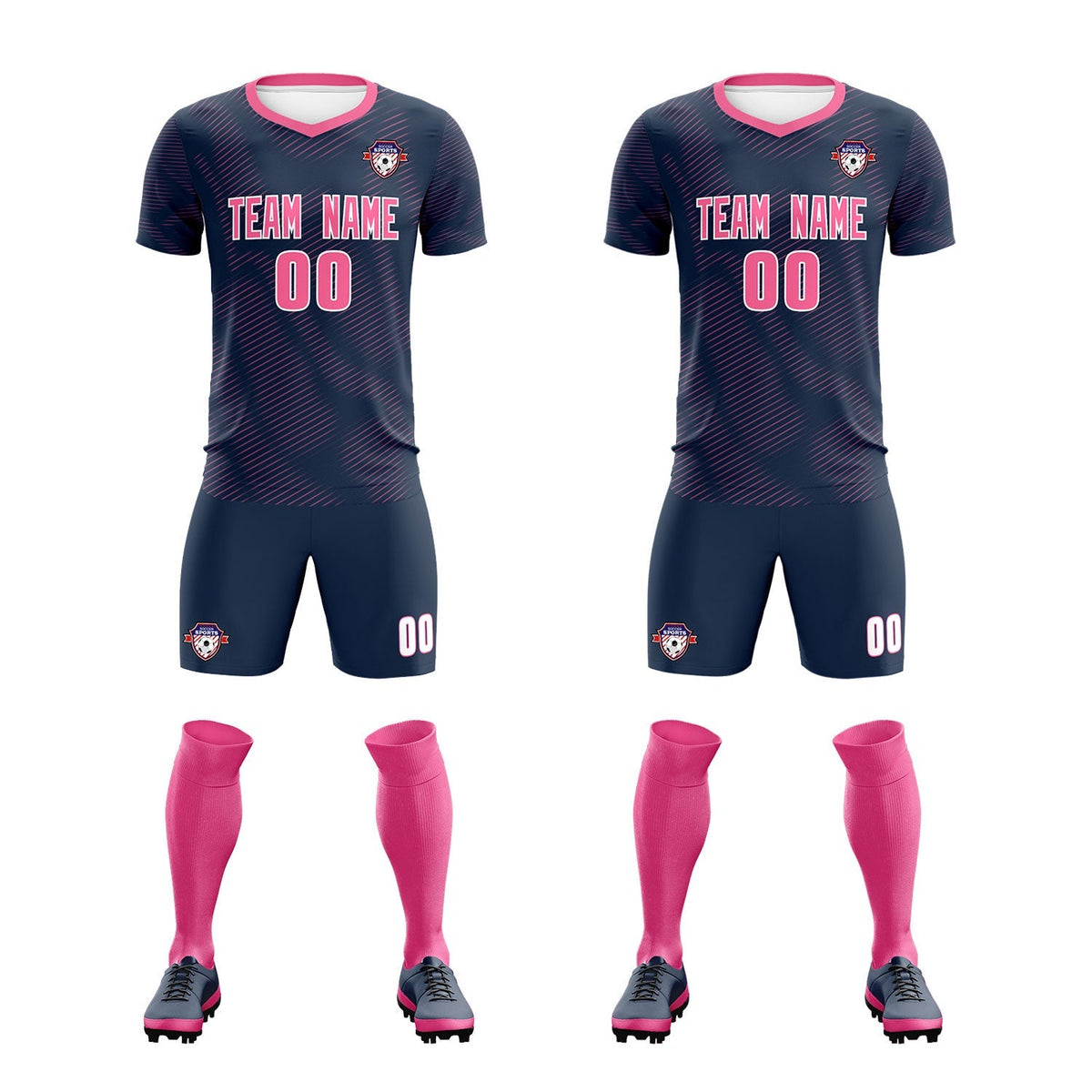 Custom Navy Pink Training Uniform For Men Football Sets Jersey