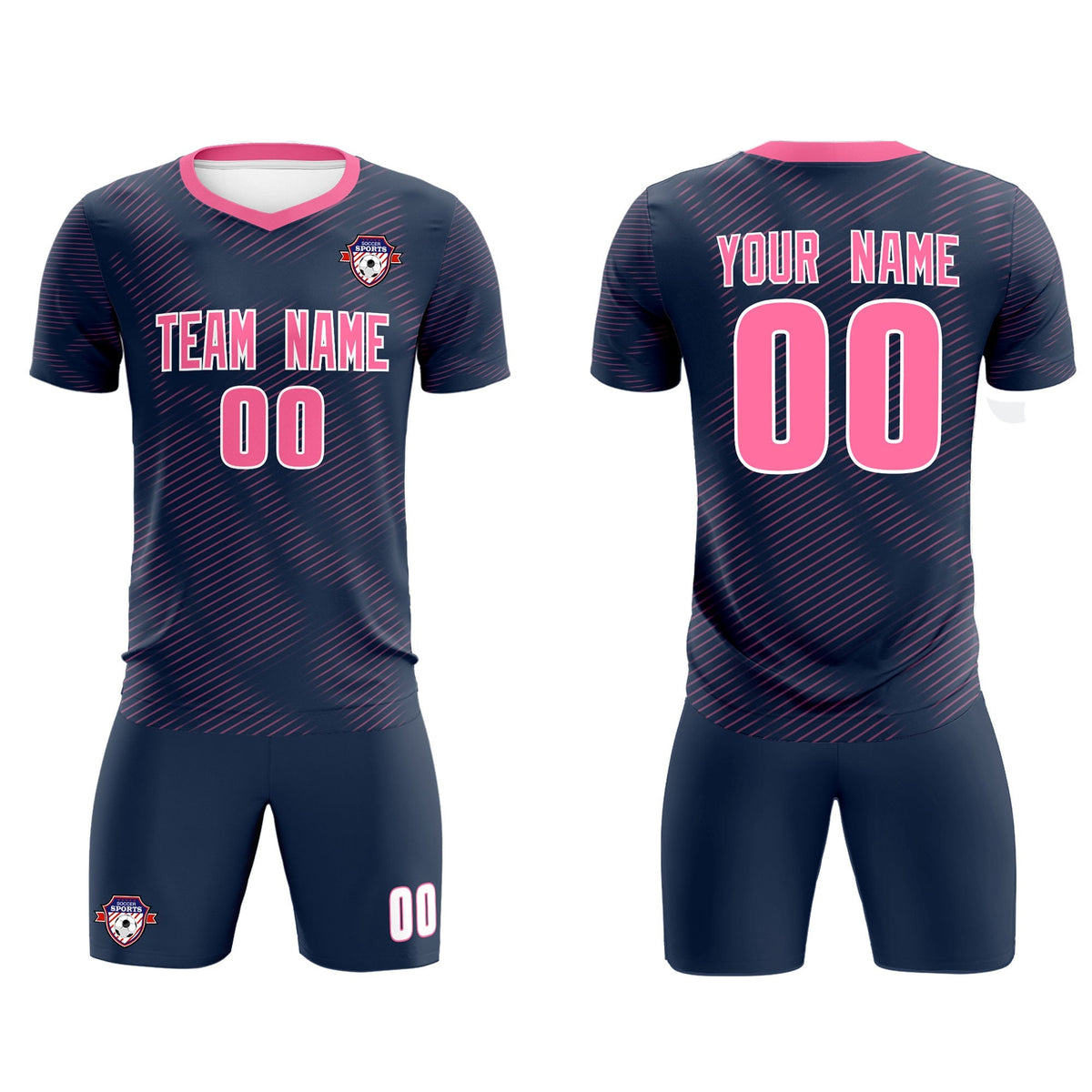 Custom Navy Pink Training Uniform For Men Football Sets Jersey