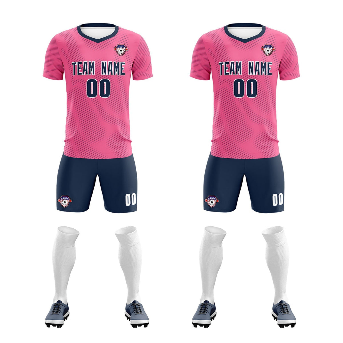 Custom Pink Navy Training Uniform For Men Football Sets Jersey