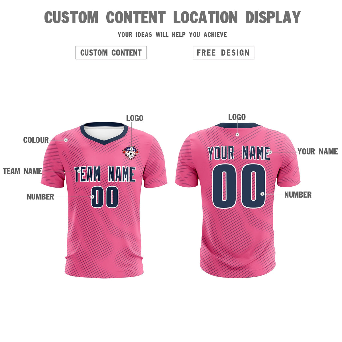 Custom Pink Navy Training Uniform For Men Football Sets Jersey
