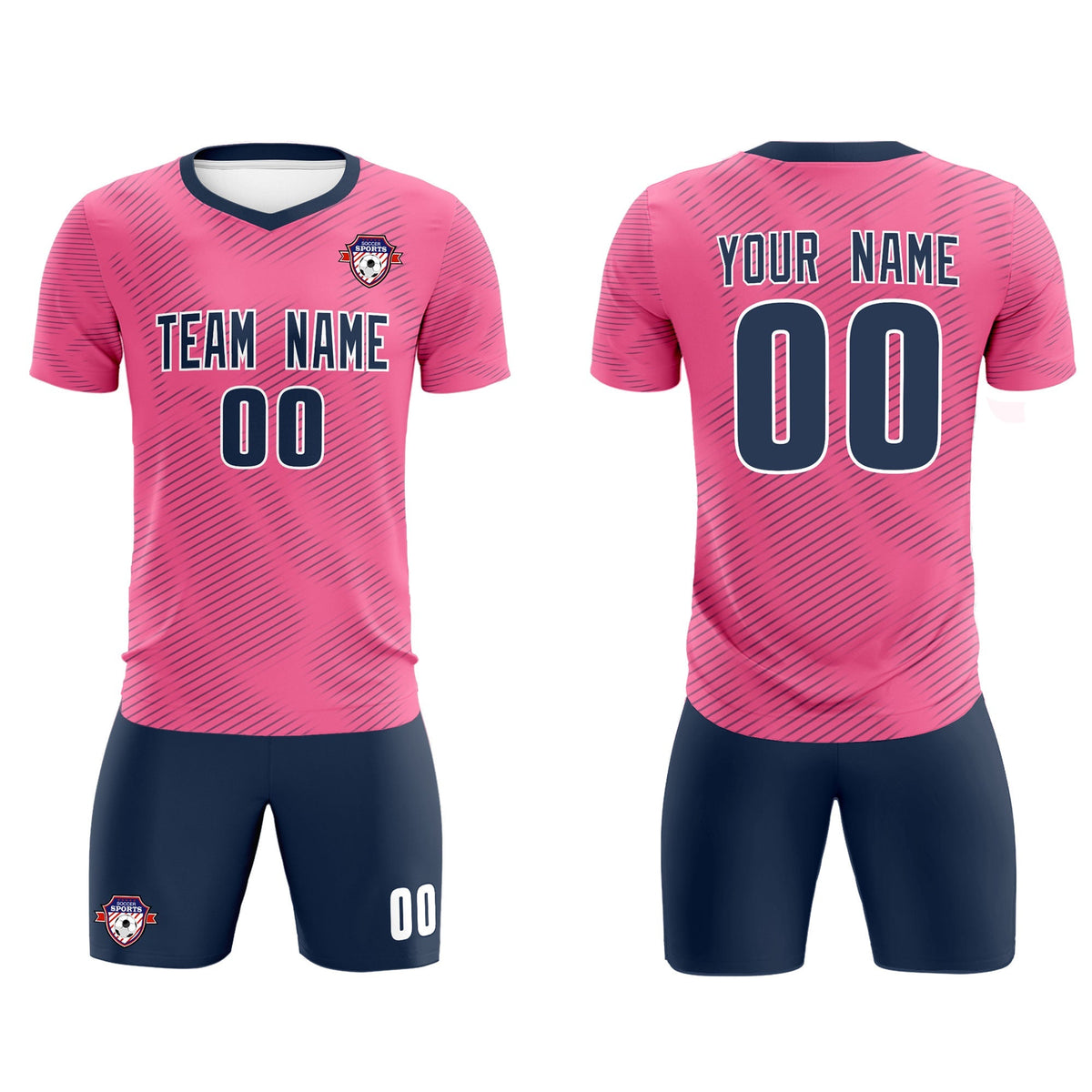 Custom Pink Navy Training Uniform For Men Football Sets Jersey