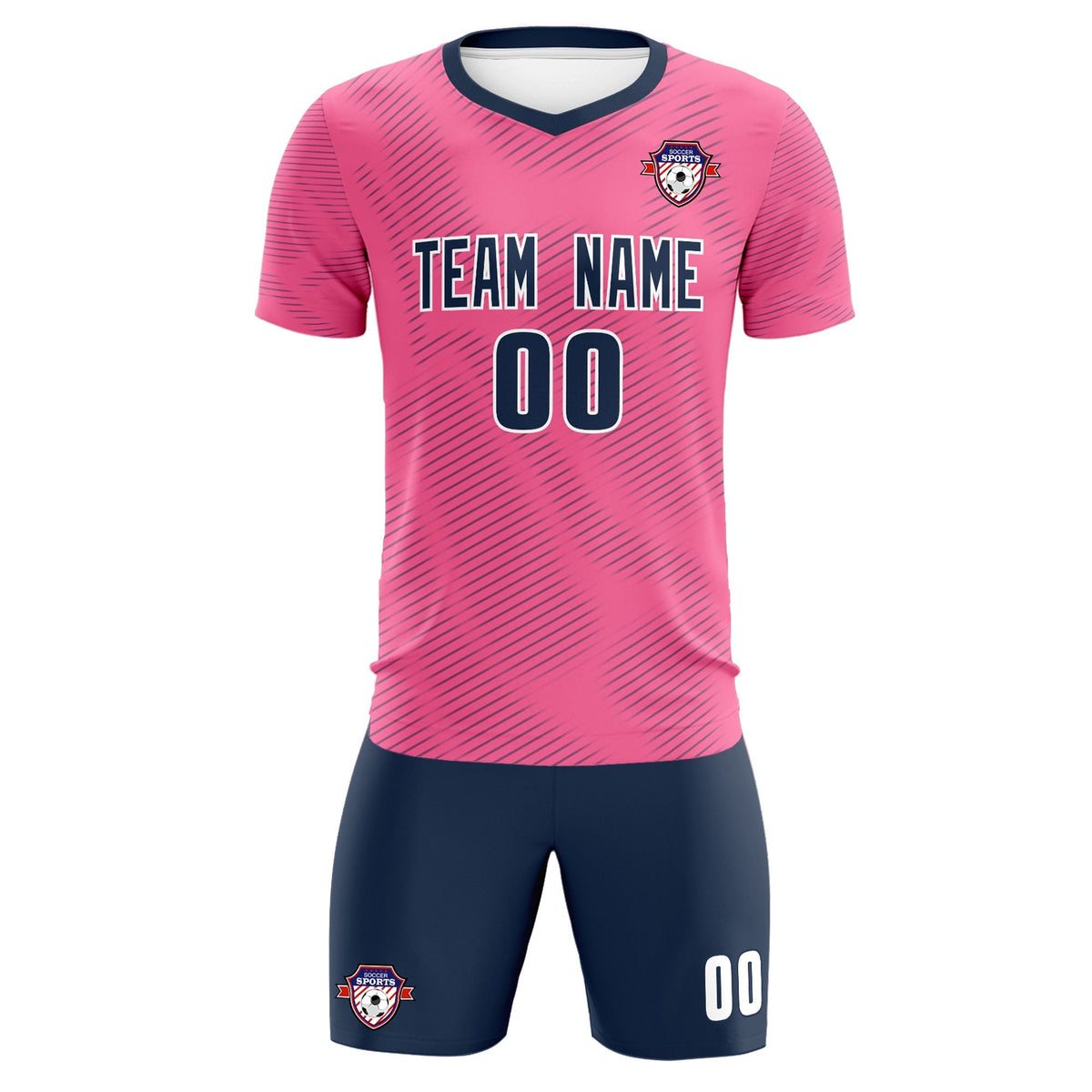 Custom Pink Navy Training Uniform For Men Football Sets Jersey