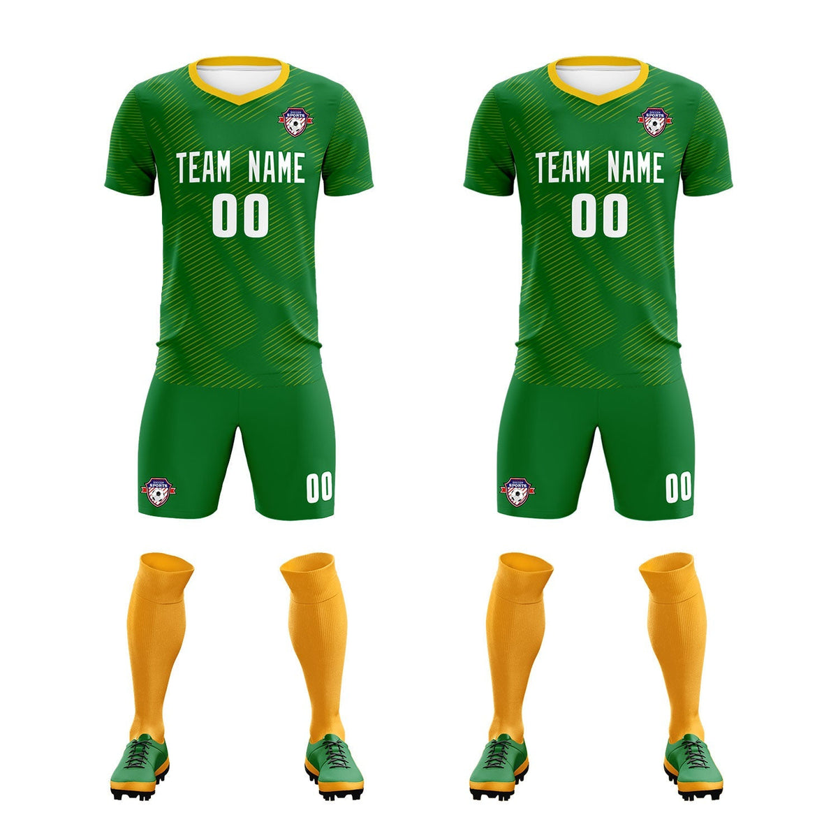 Custom Kelly Green Yellow Training Uniform For Men Football Sets Jersey