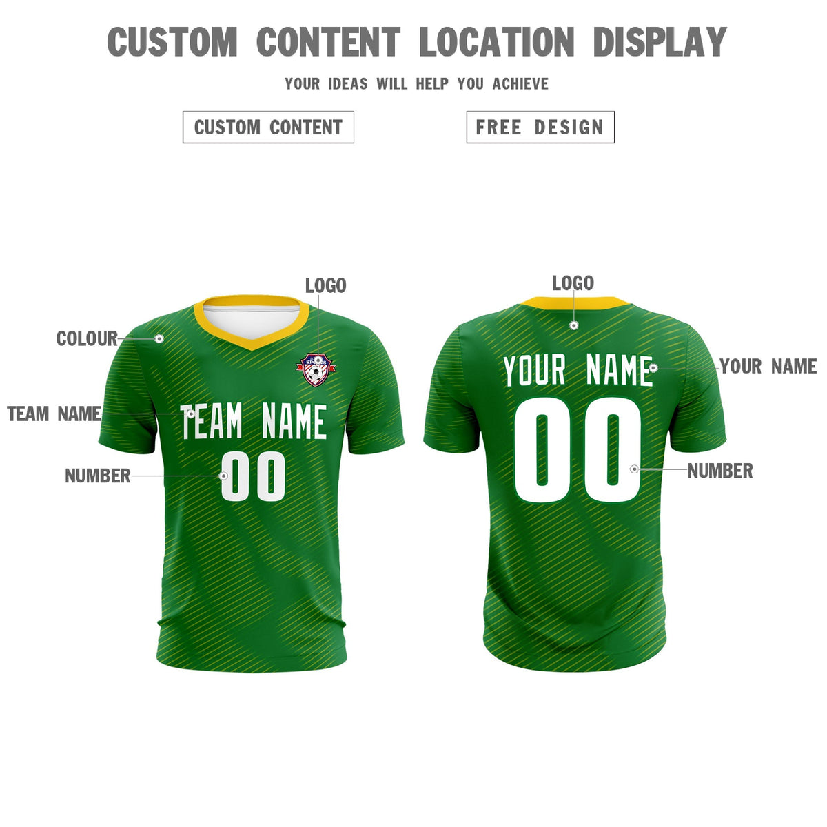 Custom Kelly Green Yellow Training Uniform For Men Football Sets Jersey