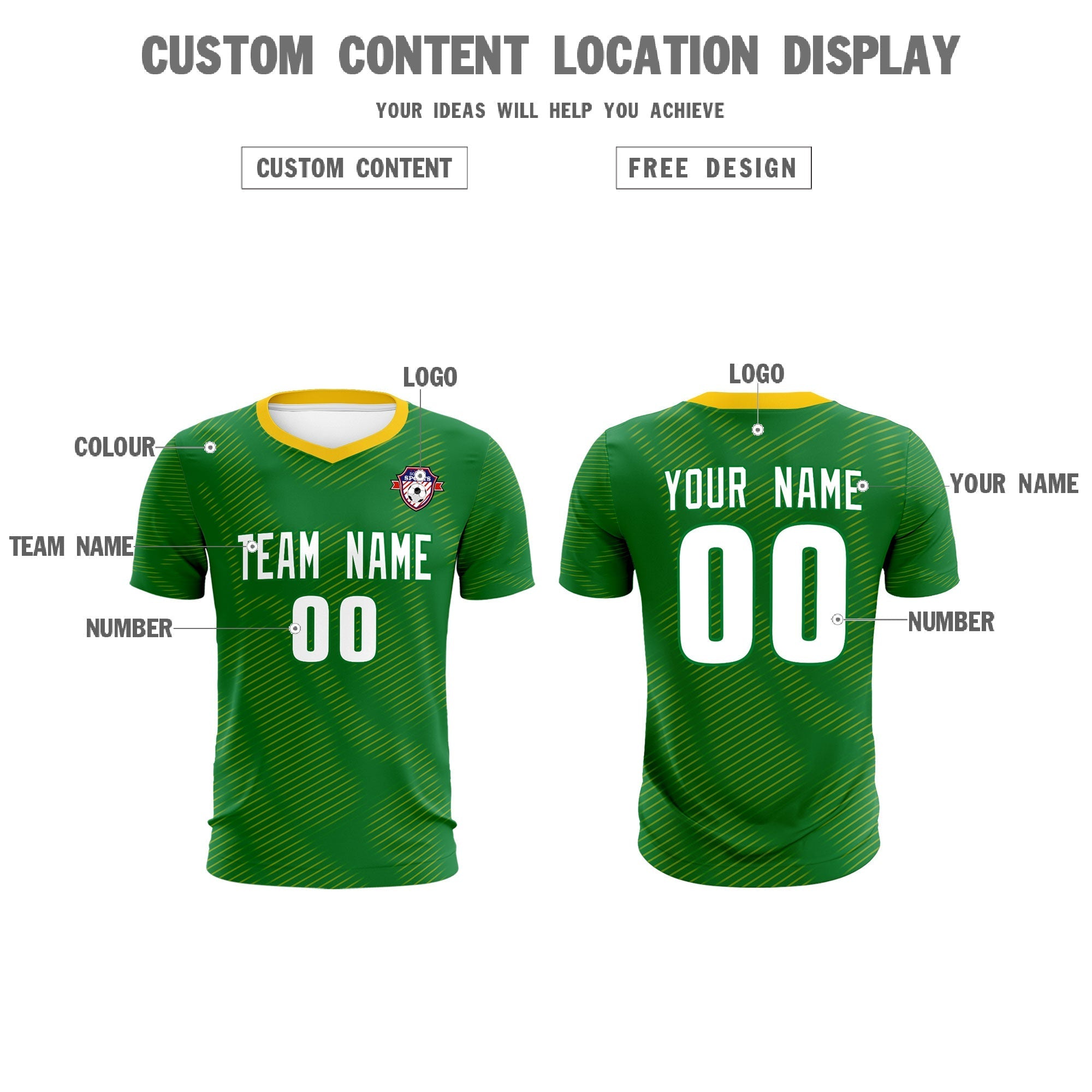 Custom Kelly Green Yellow Training Uniform For Men Football Sets Jersey