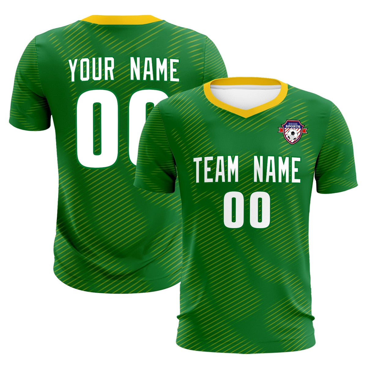 Custom Kelly Green Yellow Training Uniform For Men Football Sets Jersey