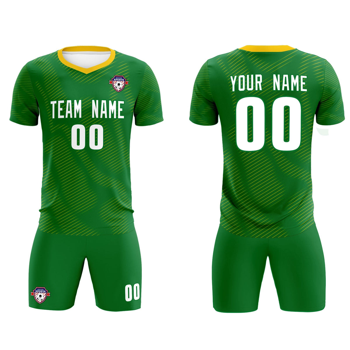 Custom Kelly Green Yellow Training Uniform For Men Football Sets Jersey