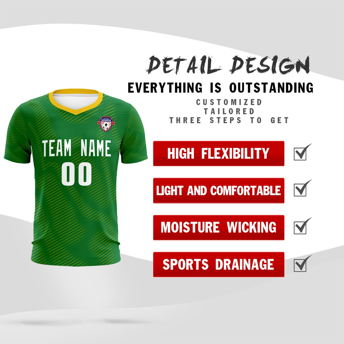 Custom Kelly Green Yellow Training Uniform For Men Football Sets Jersey