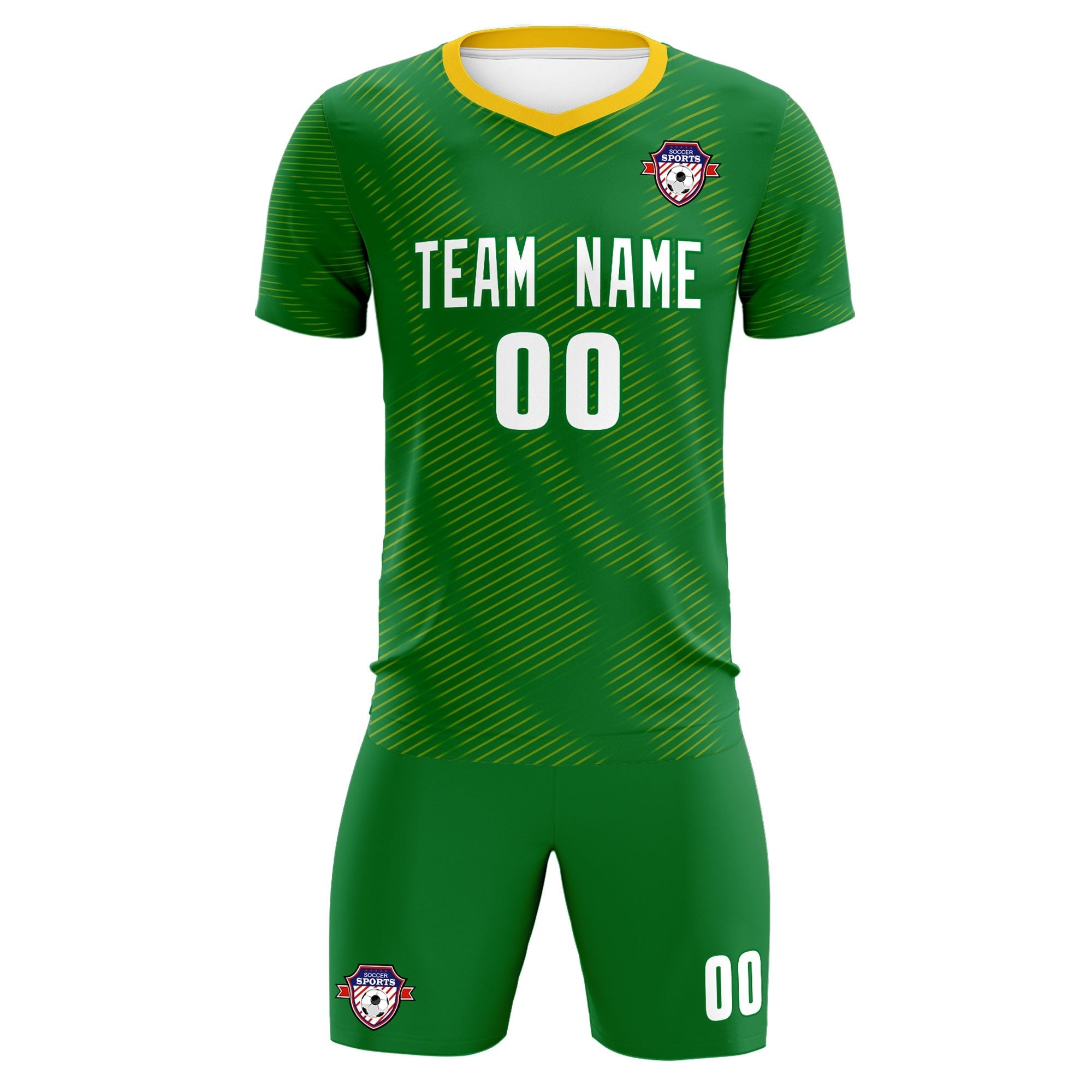 Custom Kelly Green Yellow Training Uniform For Men Football Sets Jersey