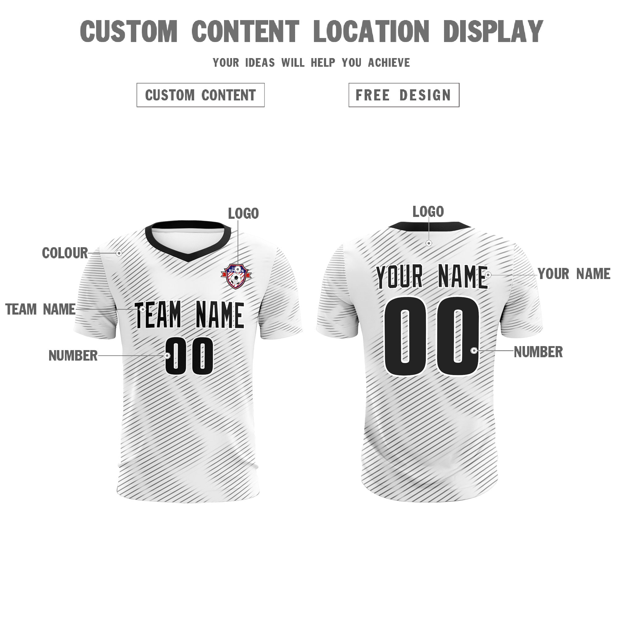 Custom White Black Training Uniform For Men Football Sets Jersey