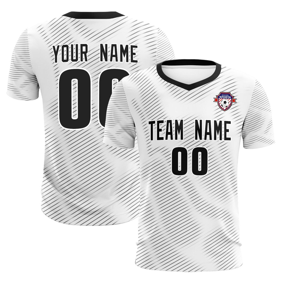 Custom White Black Training Uniform For Men Football Sets Jersey