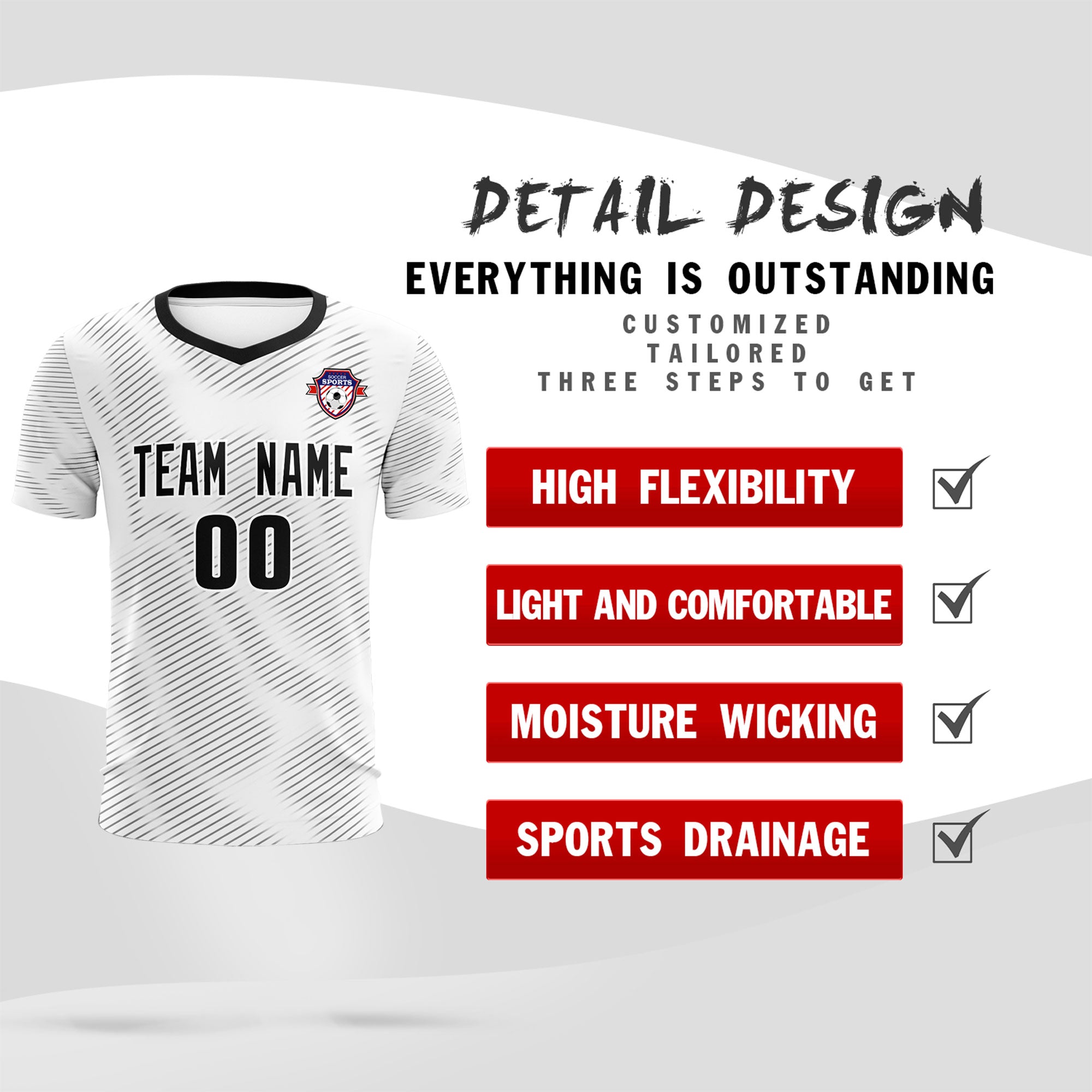 Custom White Black Training Uniform For Men Football Sets Jersey