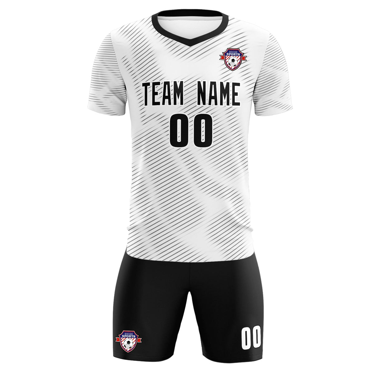 Custom White Black Training Uniform For Men Football Sets Jersey