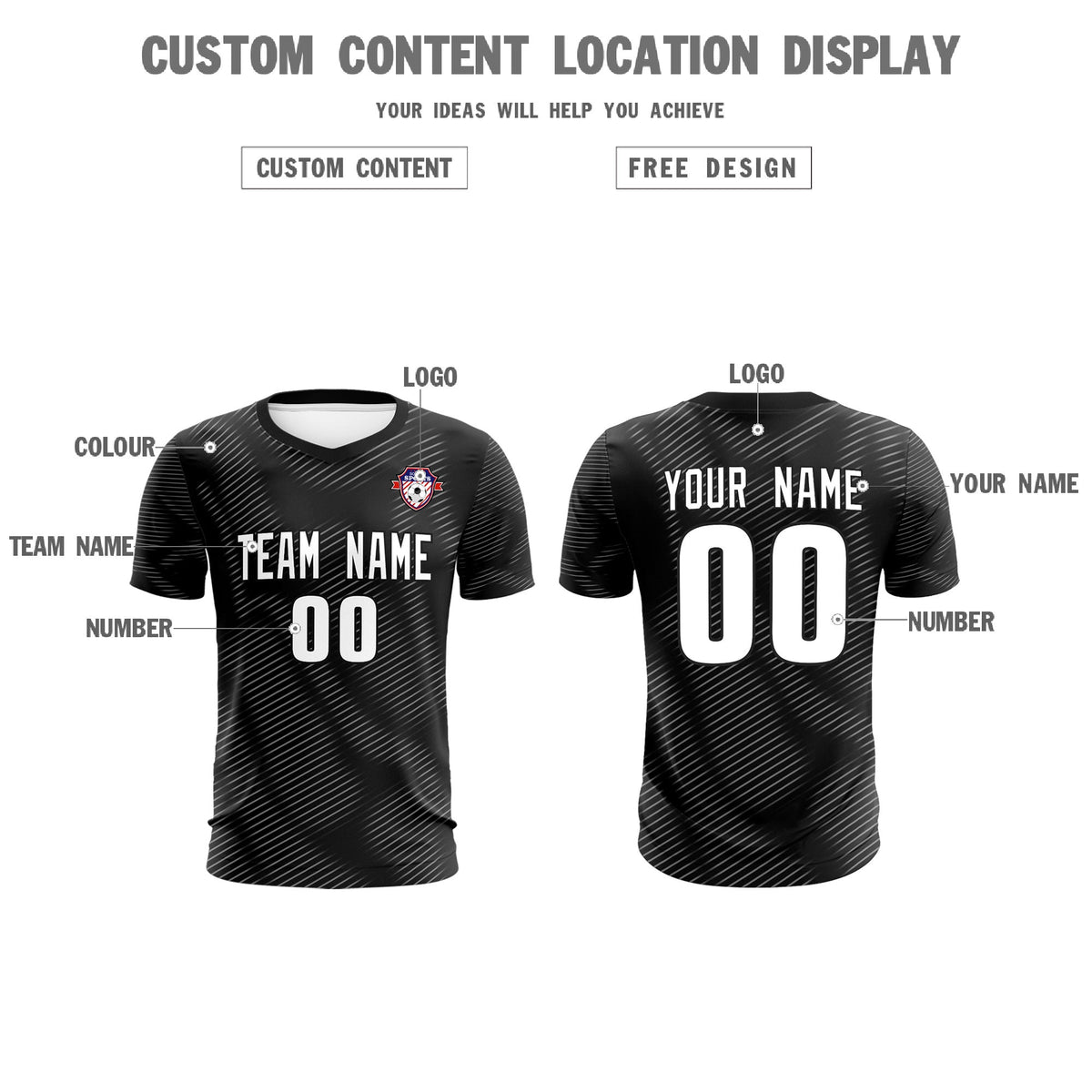 Custom Black White Training Uniform For Men Football Sets Jersey