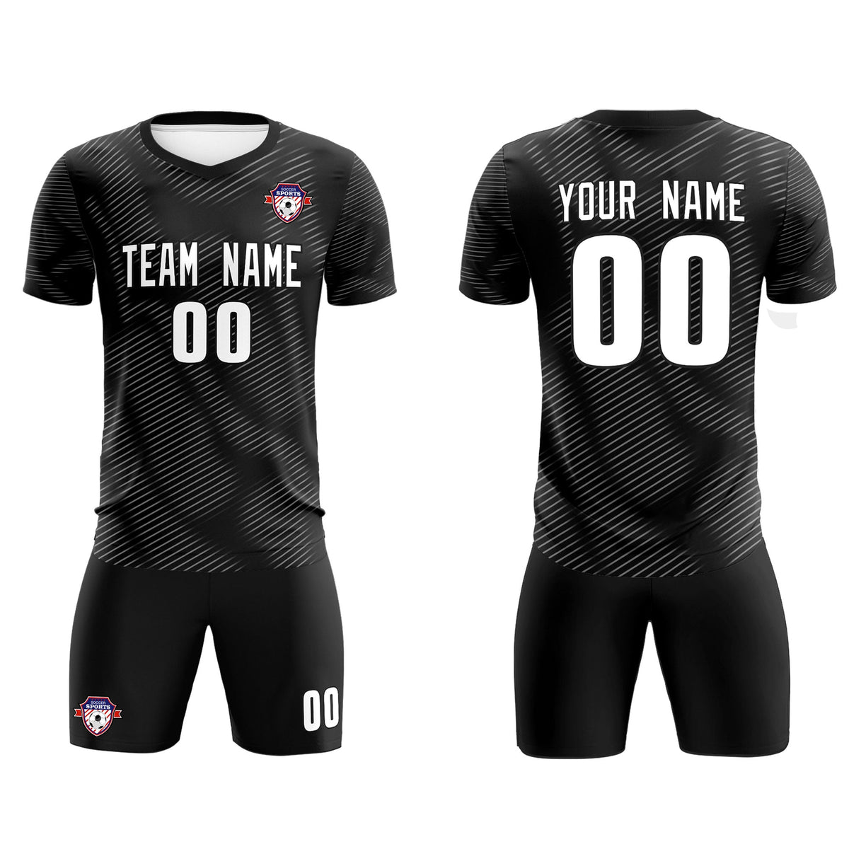 Custom Black White Training Uniform For Men Football Sets Jersey