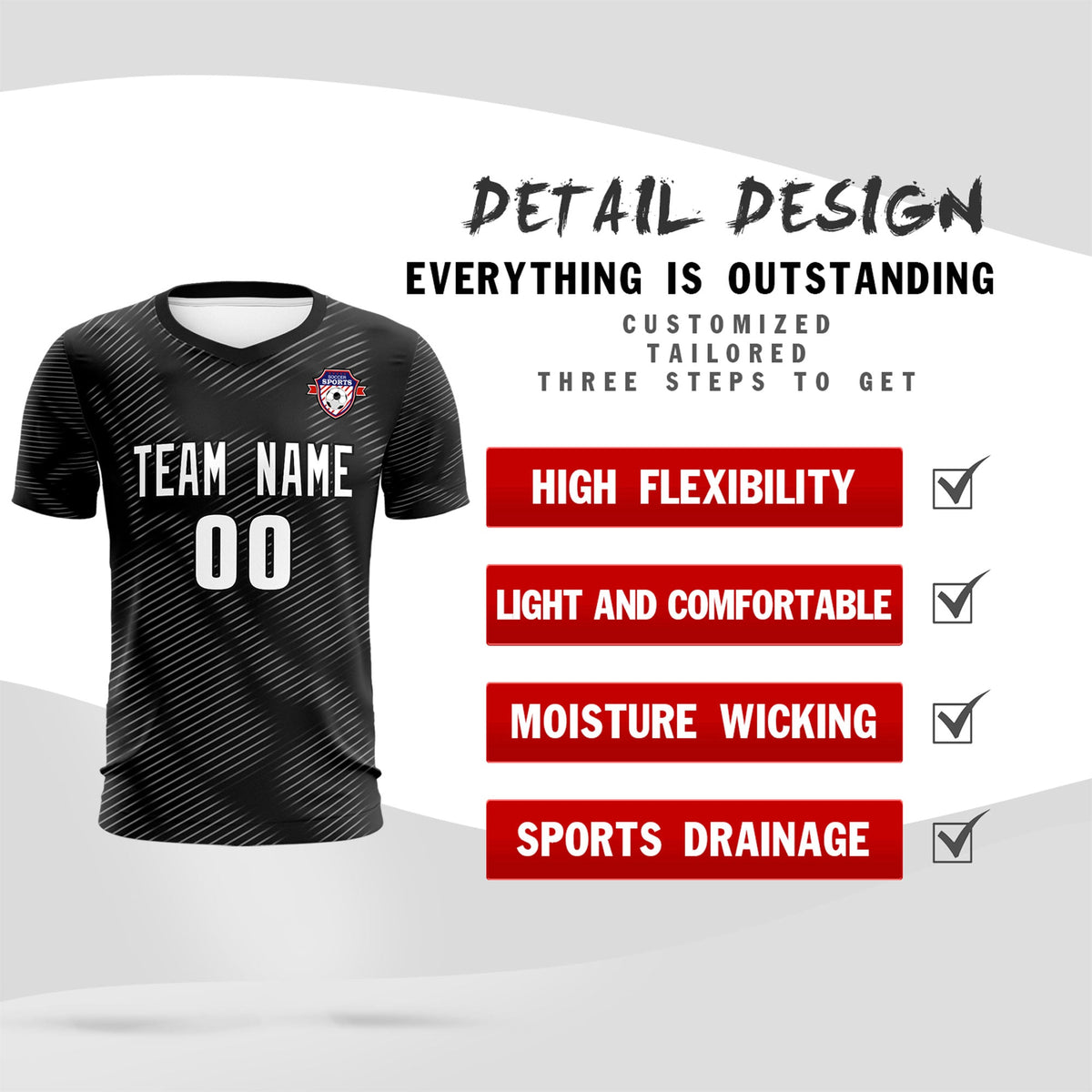 Custom Black White Training Uniform For Men Football Sets Jersey