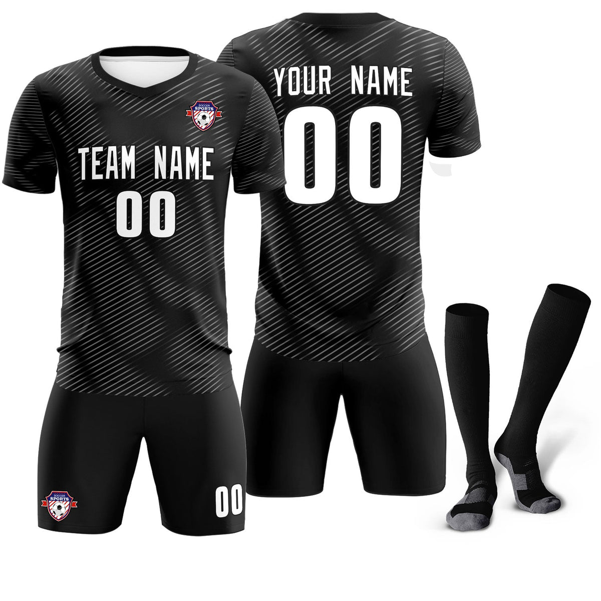 Custom Black White Training Uniform For Men Football Sets Jersey