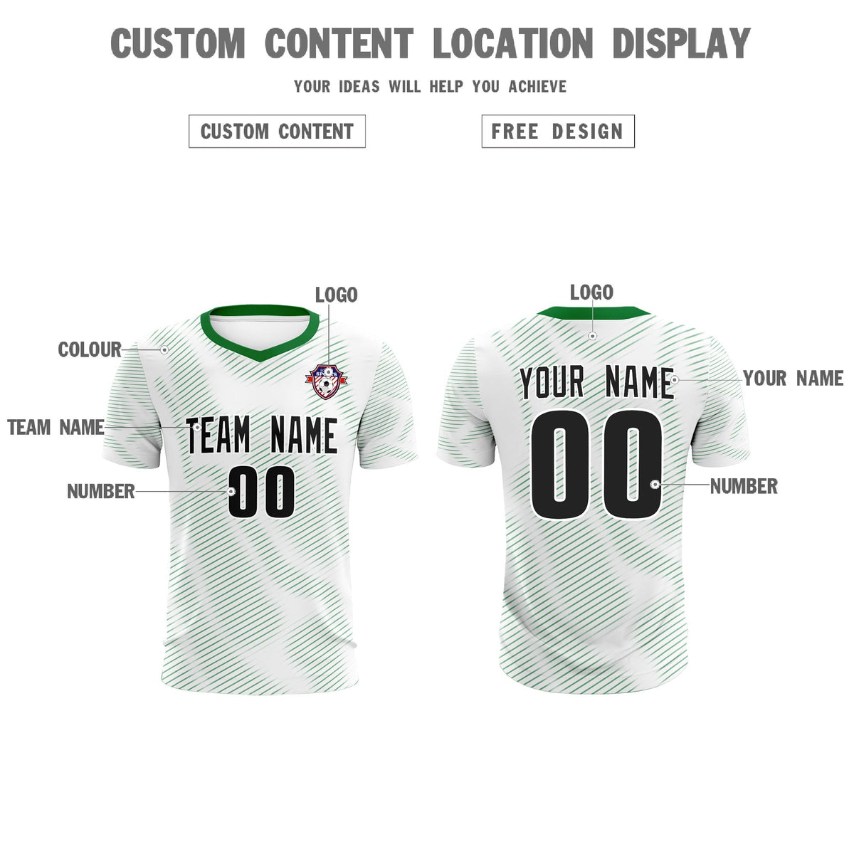 Custom White Kelly Green Training Uniform For Men Football Sets Jersey