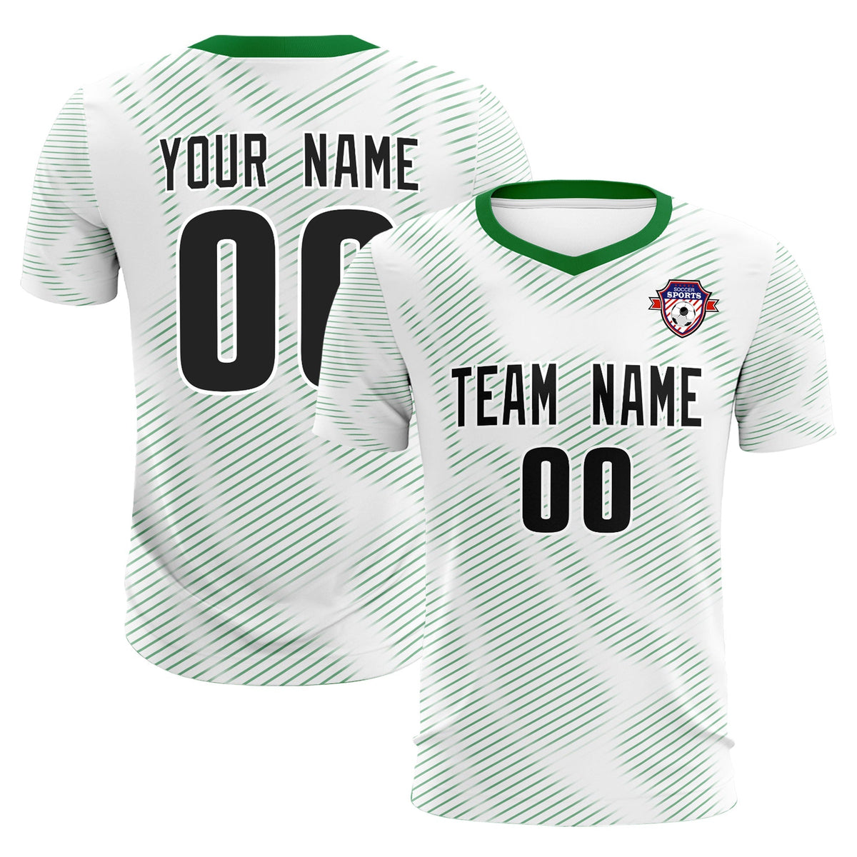 Custom White Kelly Green Training Uniform For Men Football Sets Jersey
