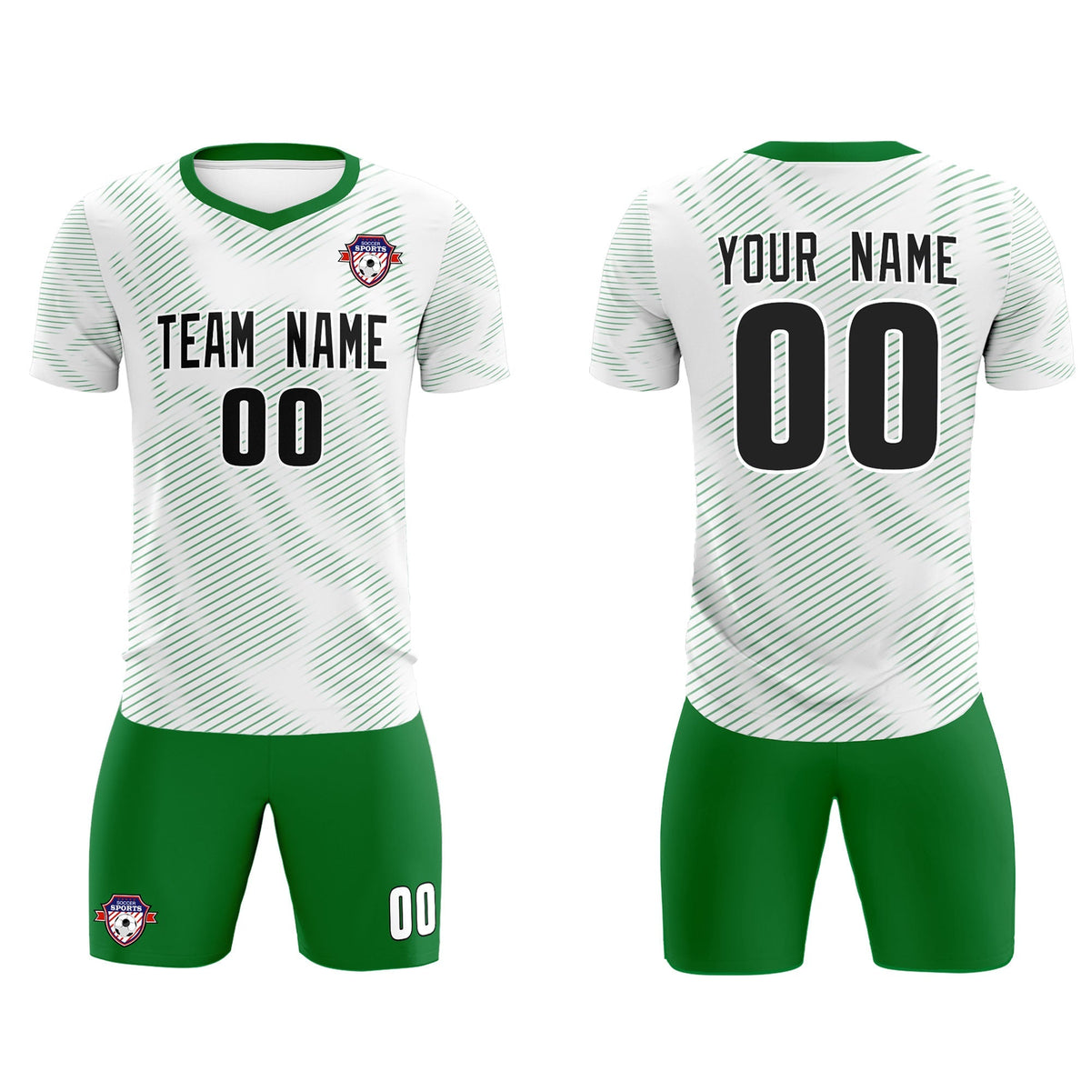 Custom White Kelly Green Training Uniform For Men Football Sets Jersey
