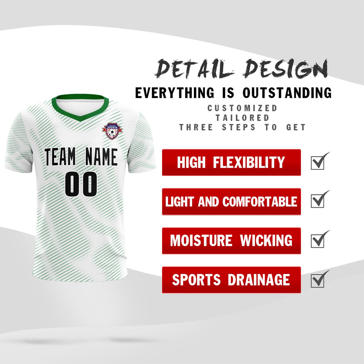 Custom White Kelly Green Training Uniform For Men Football Sets Jersey