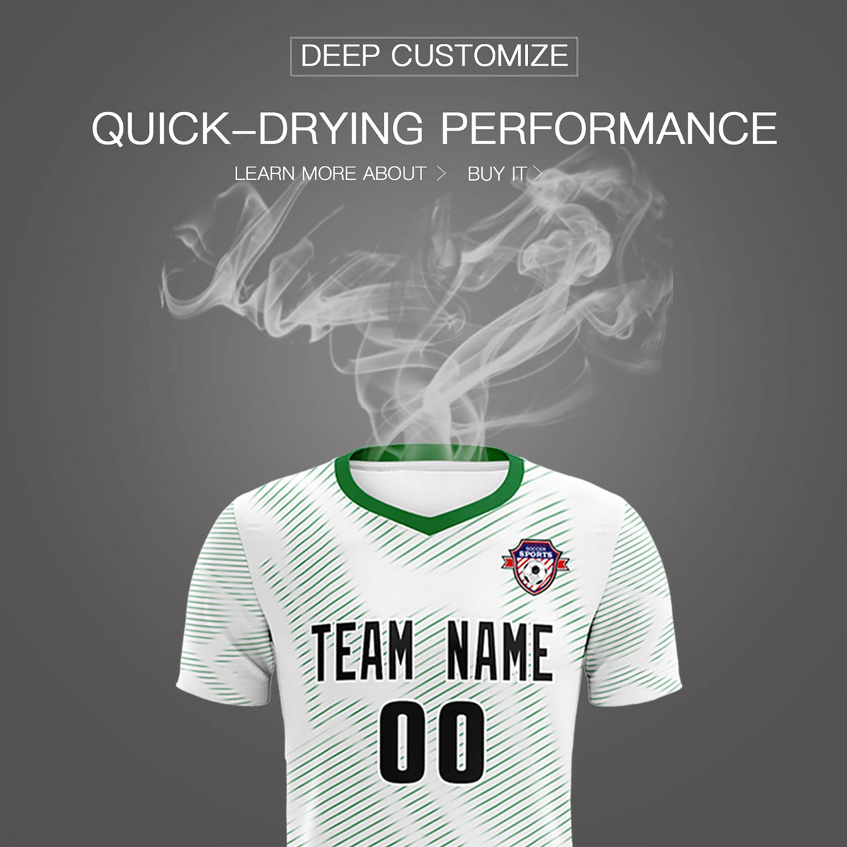 Custom White Kelly Green Training Uniform For Men Football Sets Jersey