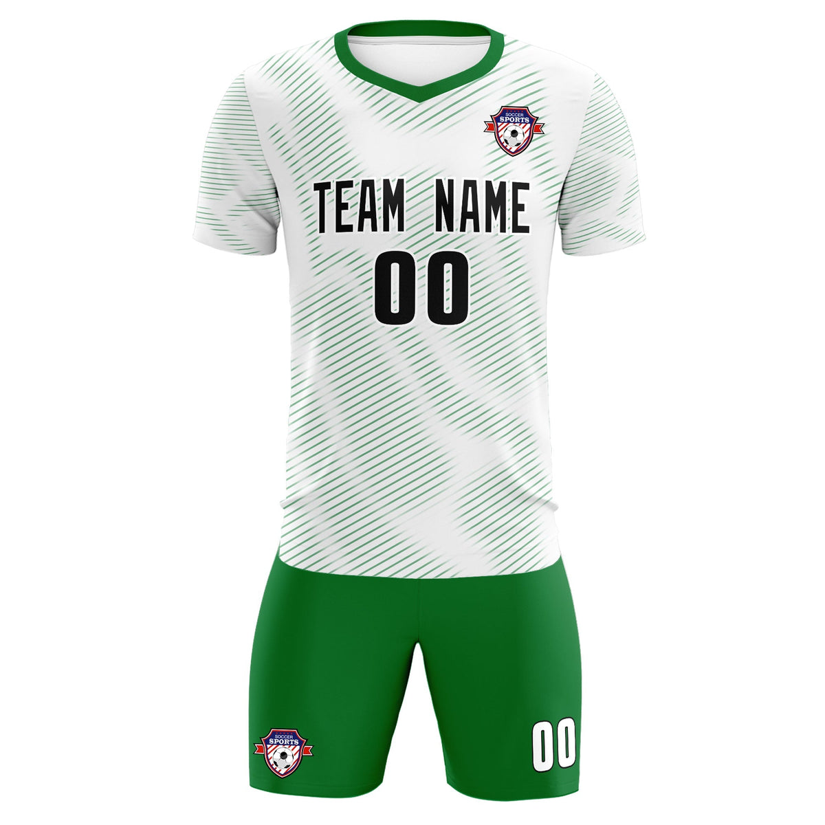 Custom White Kelly Green Training Uniform For Men Football Sets Jersey