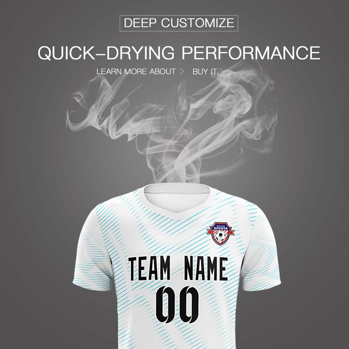 Custom White Sky Blue Training Uniform For Men Football Sets Jersey