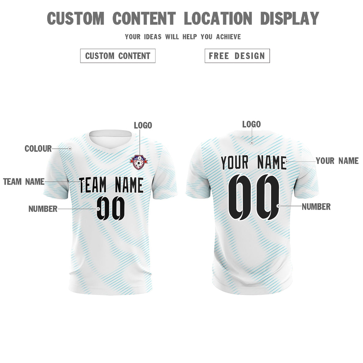 Custom White Sky Blue Training Uniform For Men Football Sets Jersey