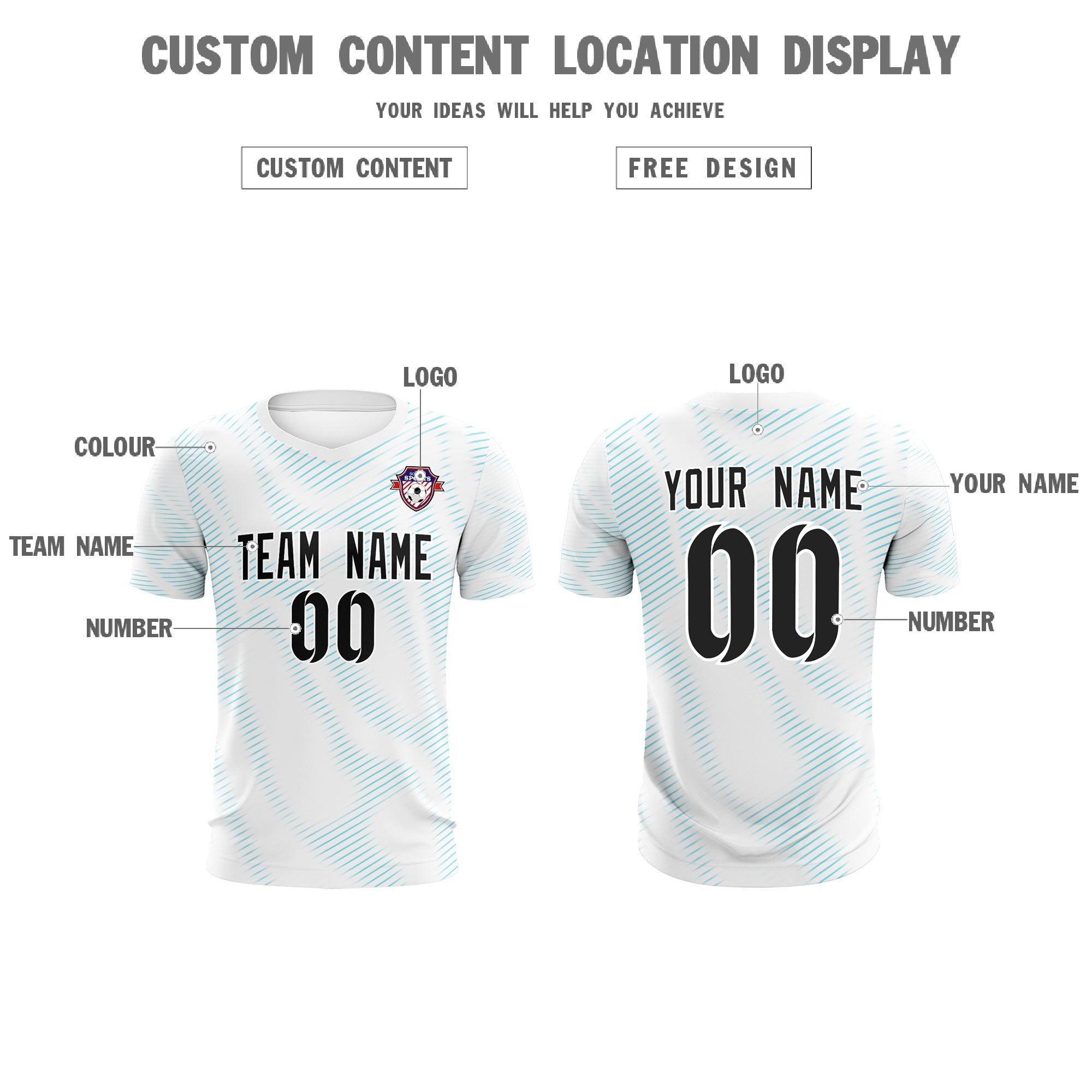 Custom White Sky Blue Training Uniform For Men Football Sets Jersey