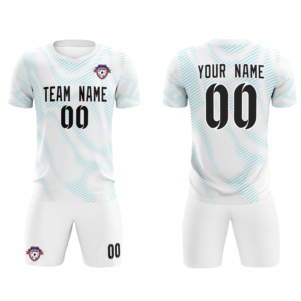 Custom White Sky Blue Training Uniform For Men Football Sets Jersey