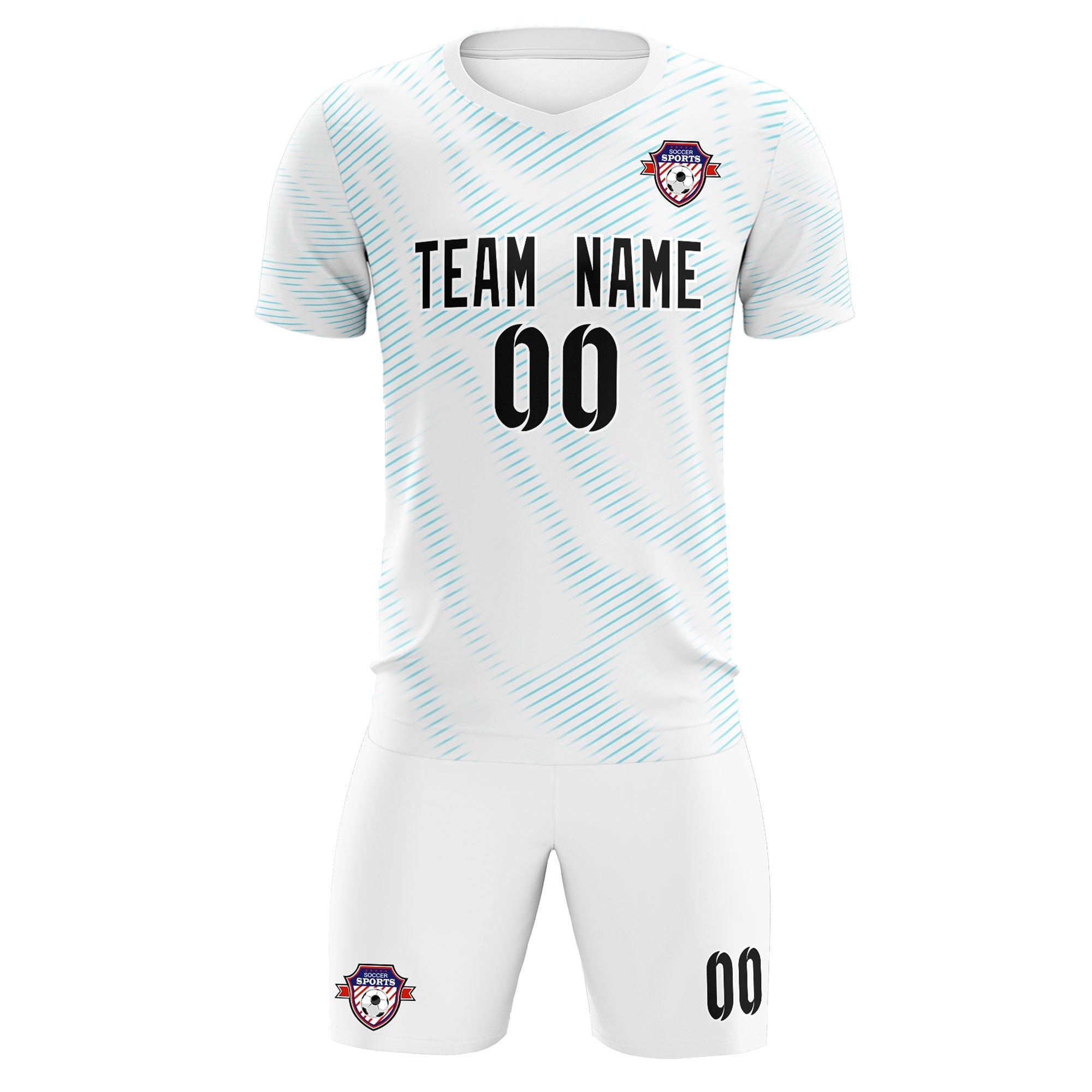 Custom White Sky Blue Training Uniform For Men Football Sets Jersey