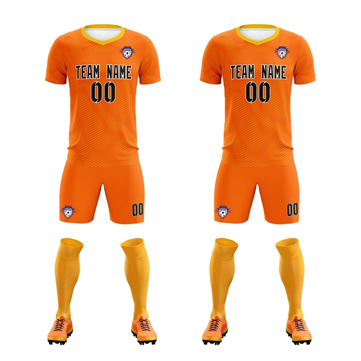 Custom Orange Gold Training Uniform For Men Football Sets Jersey