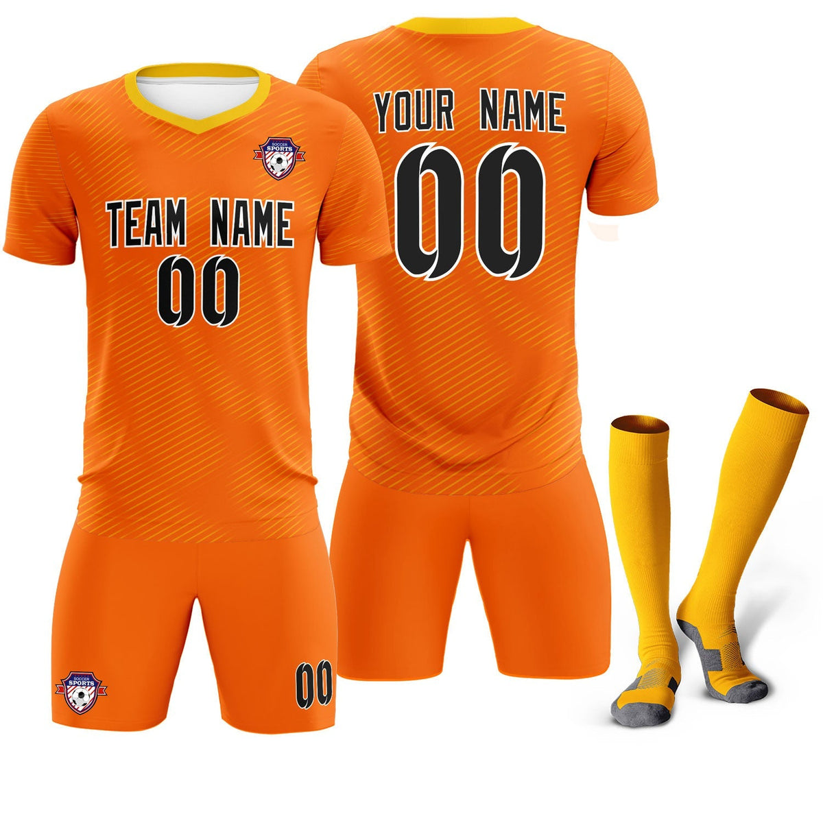 Custom Orange Gold Training Uniform For Men Football Sets Jersey