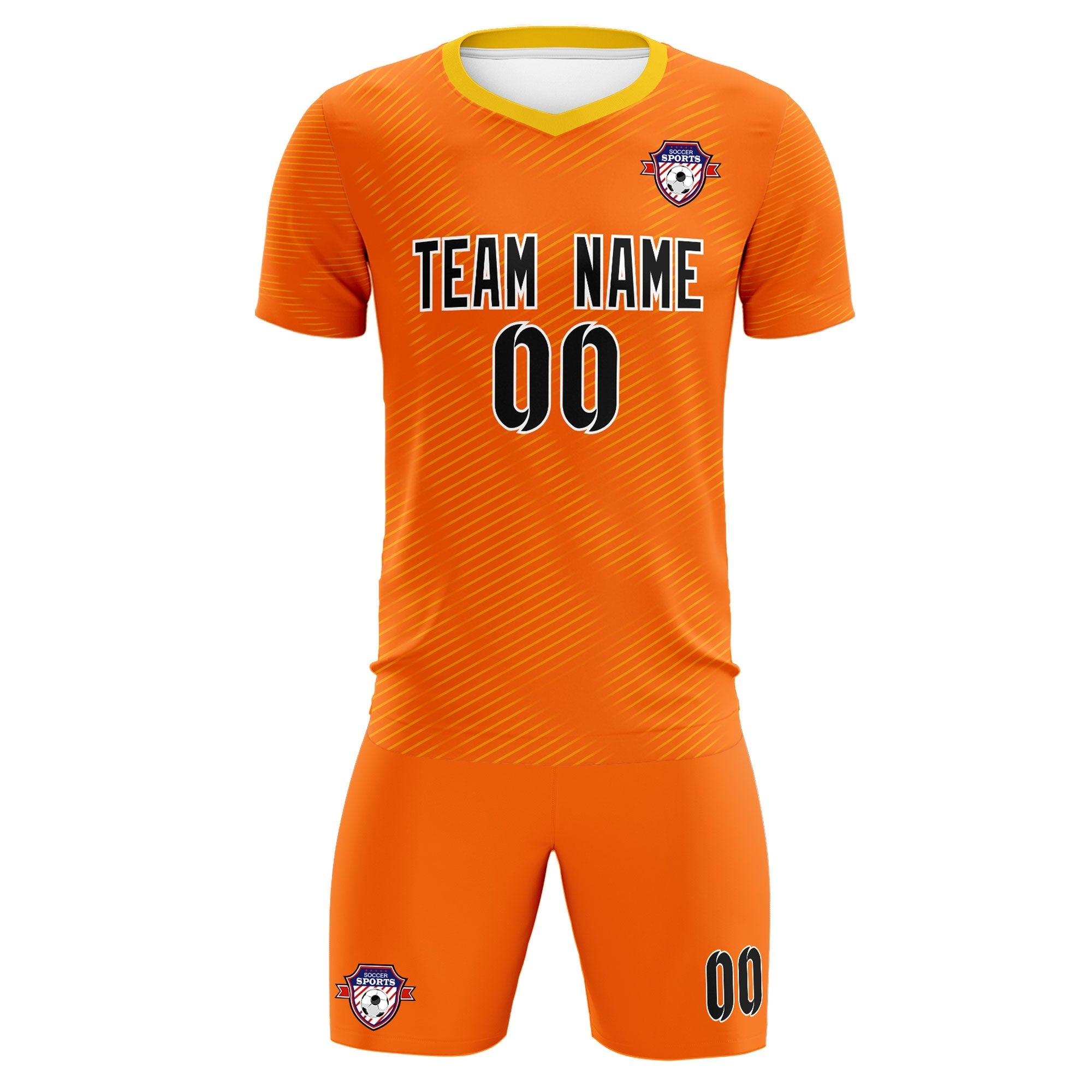 Custom Orange Gold Training Uniform For Men Football Sets Jersey