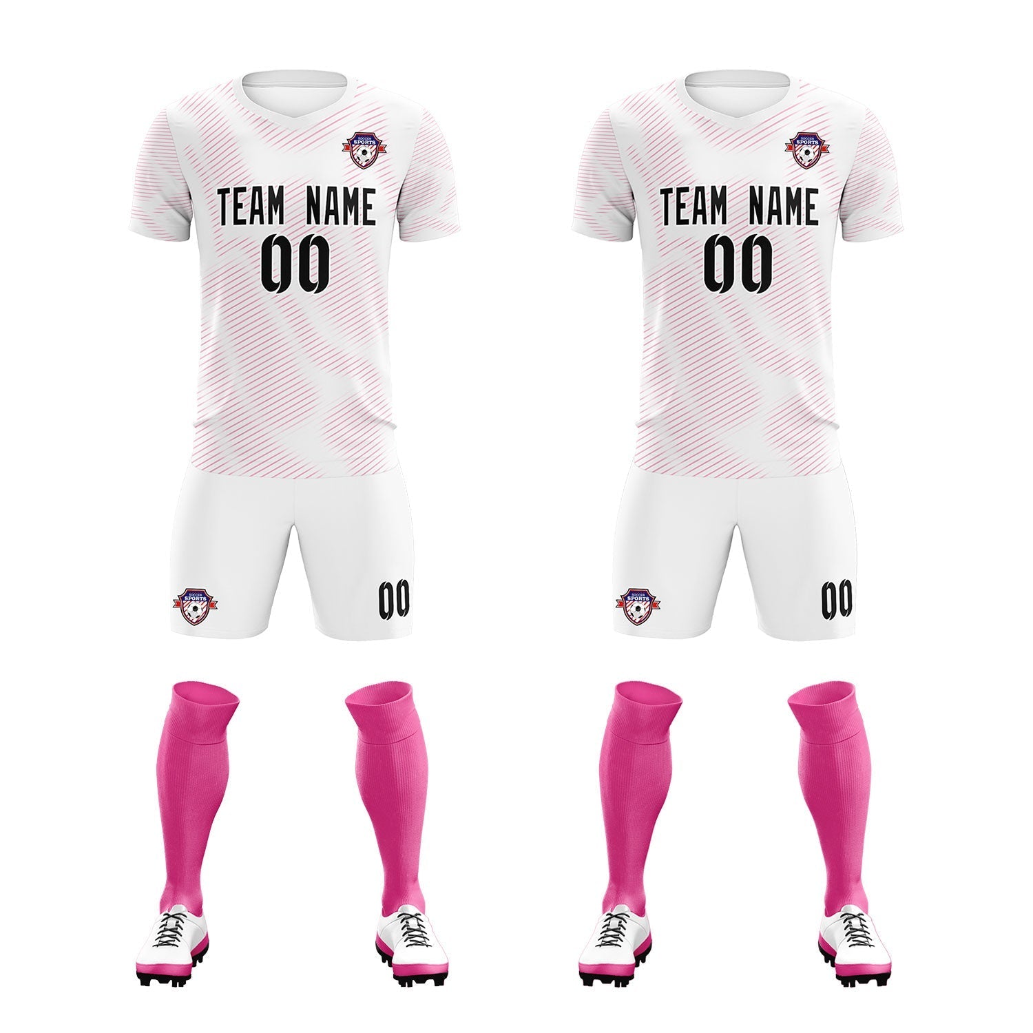 Custom White Pink Training Uniform For Men Football Sets Jersey