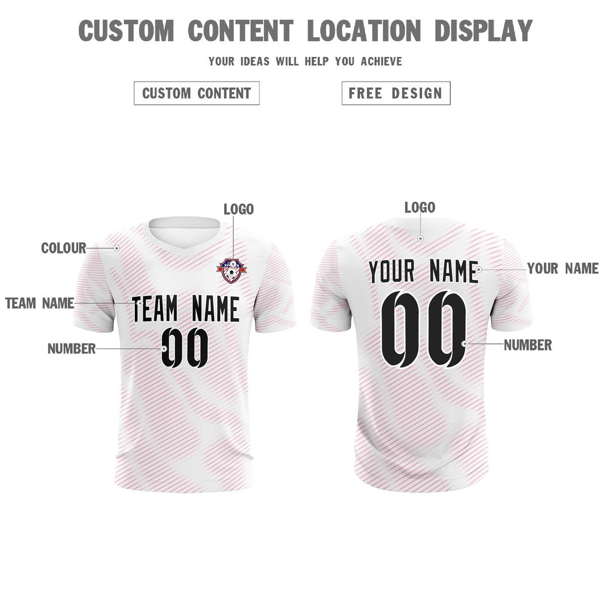 Custom White Pink Training Uniform For Men Football Sets Jersey