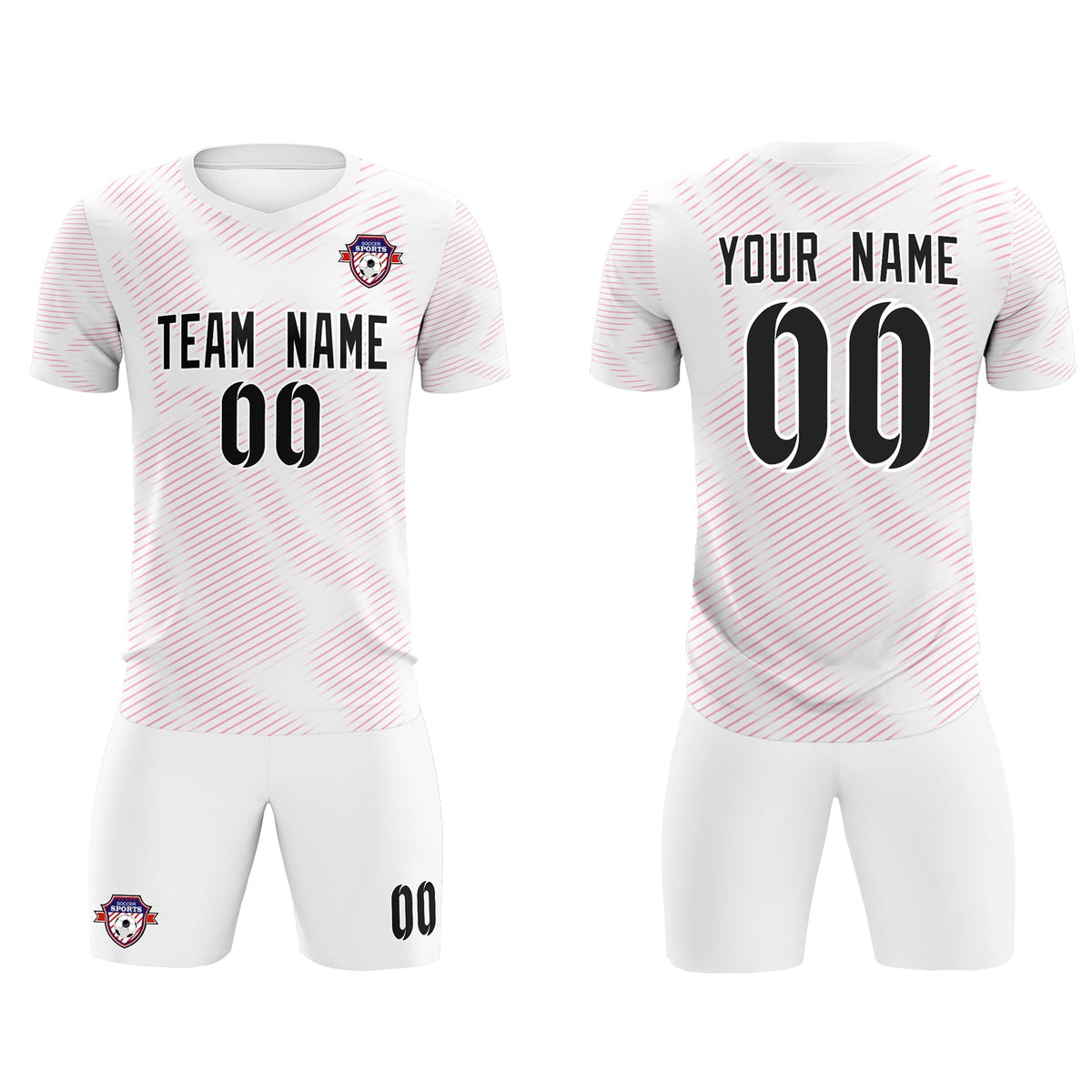 Custom White Pink Training Uniform For Men Football Sets Jersey