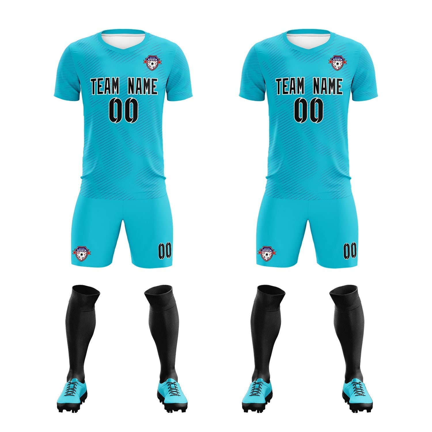 Custom Sky Blue Royal Training Uniform For Men Football Sets Jersey