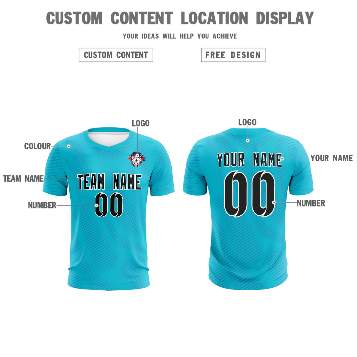 Custom Sky Blue Royal Training Uniform For Men Football Sets Jersey