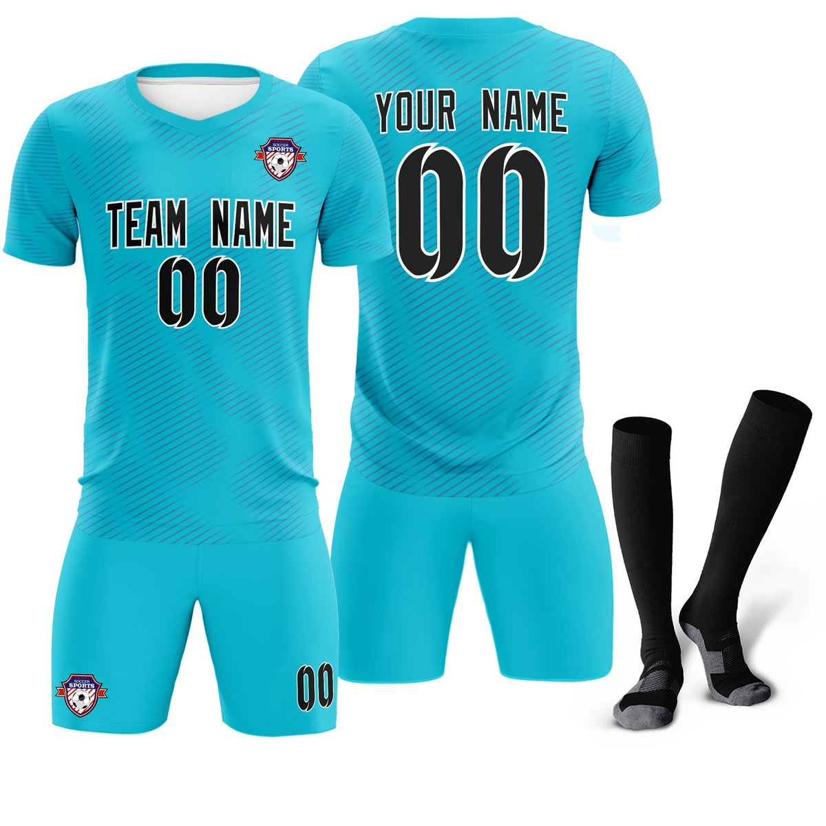 Custom Sky Blue Royal Training Uniform For Men Football Sets Jersey
