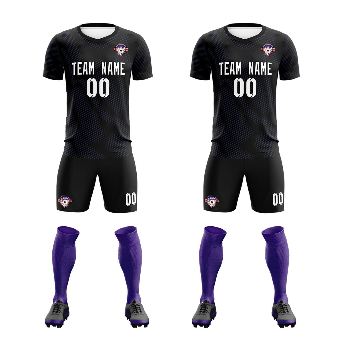 Custom Black Purple Training Uniform For Men Football Sets Jersey