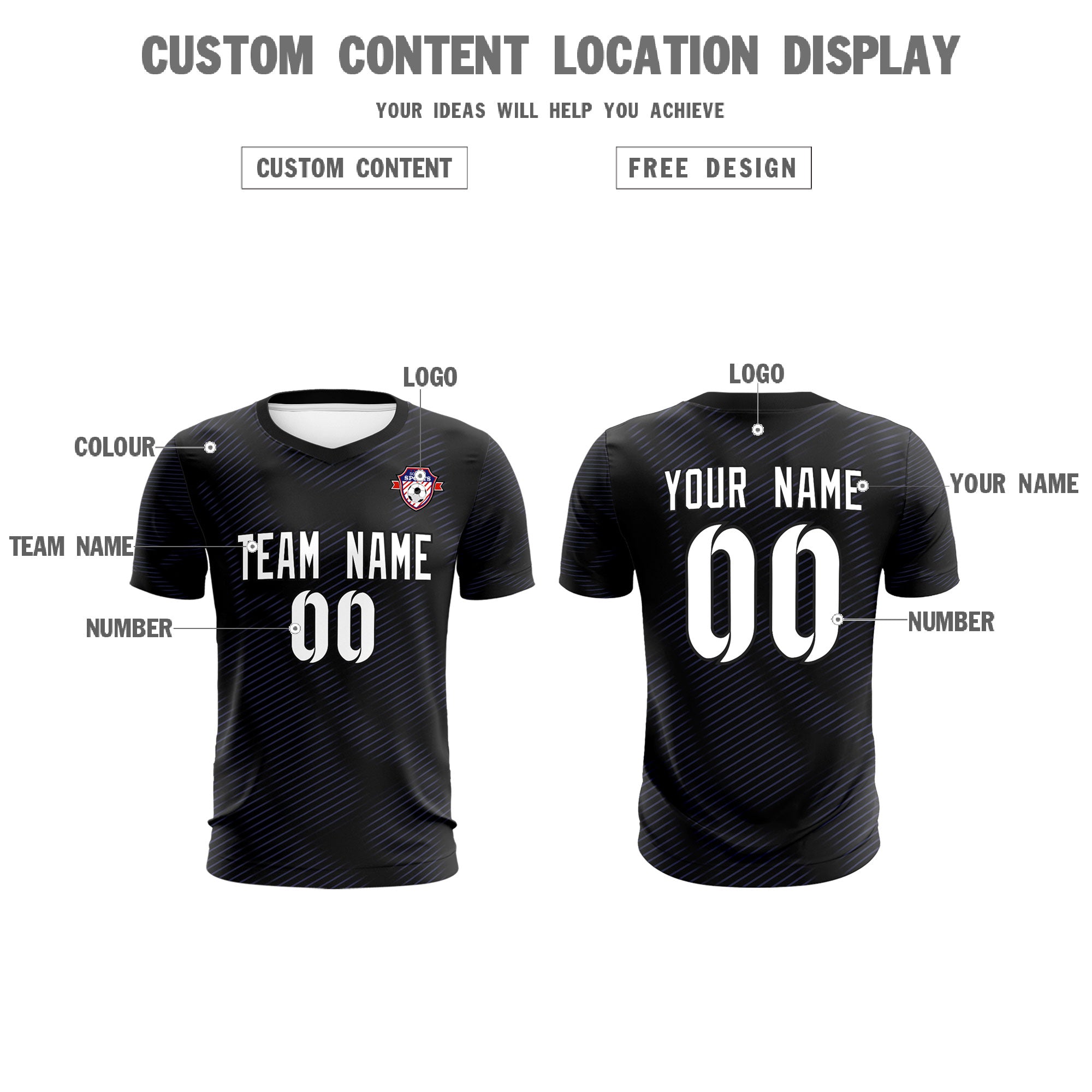 Custom Black Purple Training Uniform For Men Football Sets Jersey