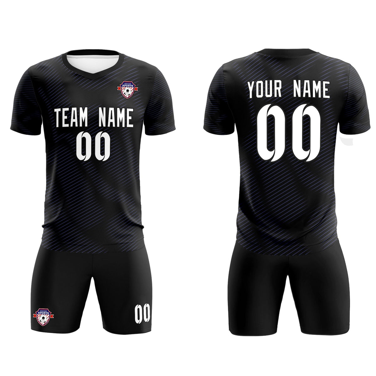 Custom Black Purple Training Uniform For Men Football Sets Jersey