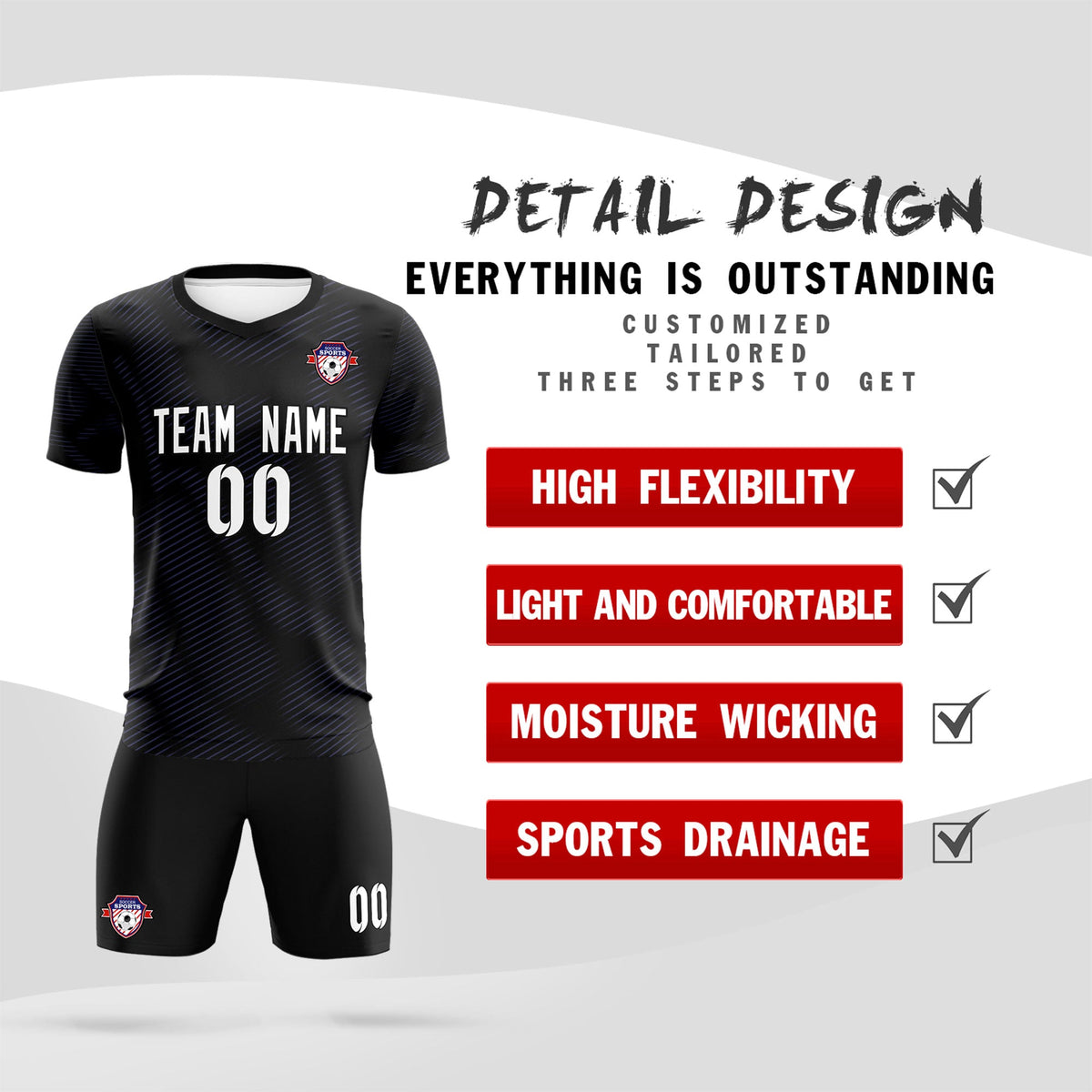 Custom Black Purple Training Uniform For Men Football Sets Jersey