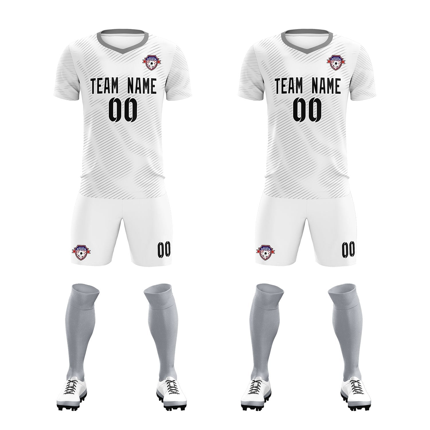 Custom White Gray Training Uniform For Men Football Sets Jersey
