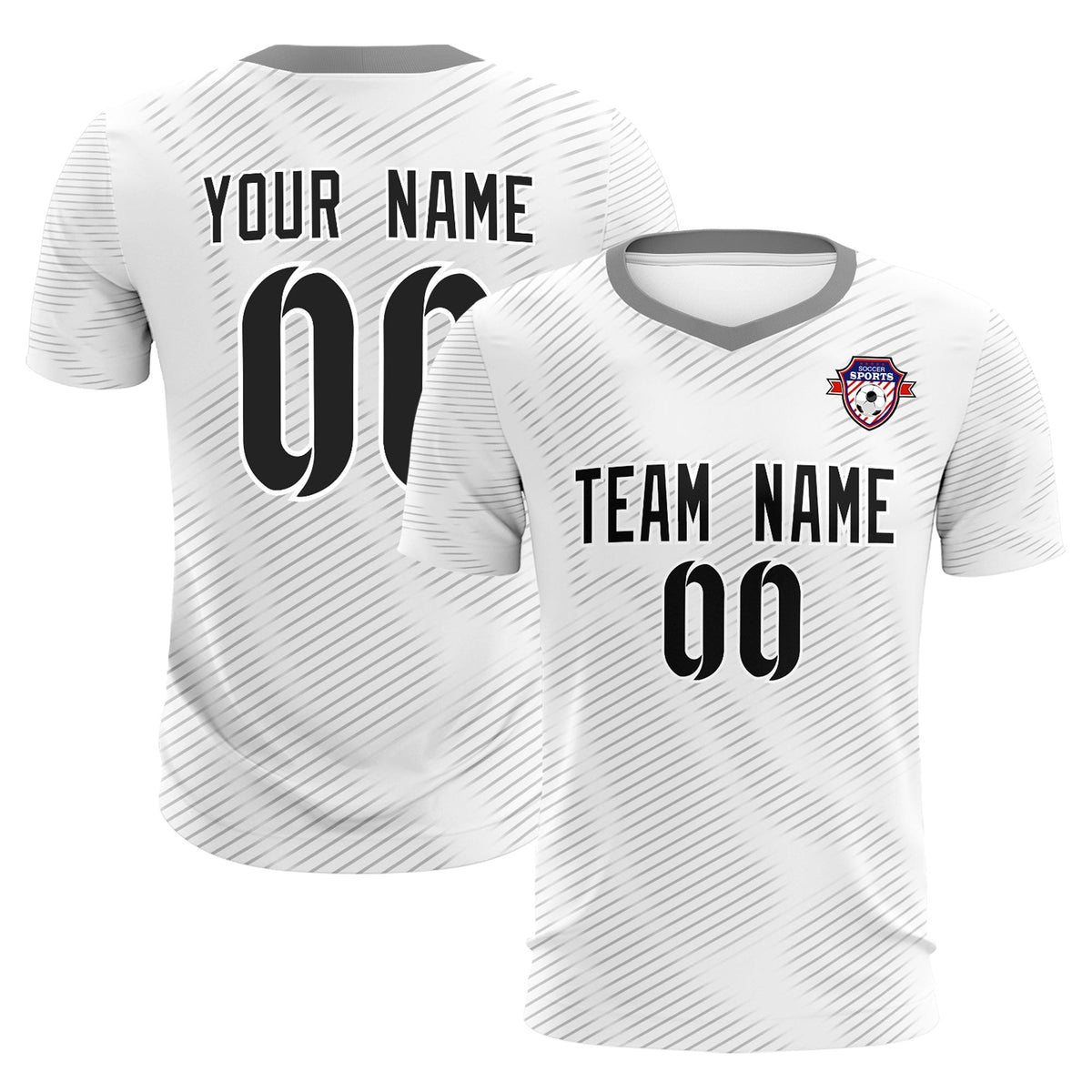 Custom White Gray Training Uniform For Men Football Sets Jersey