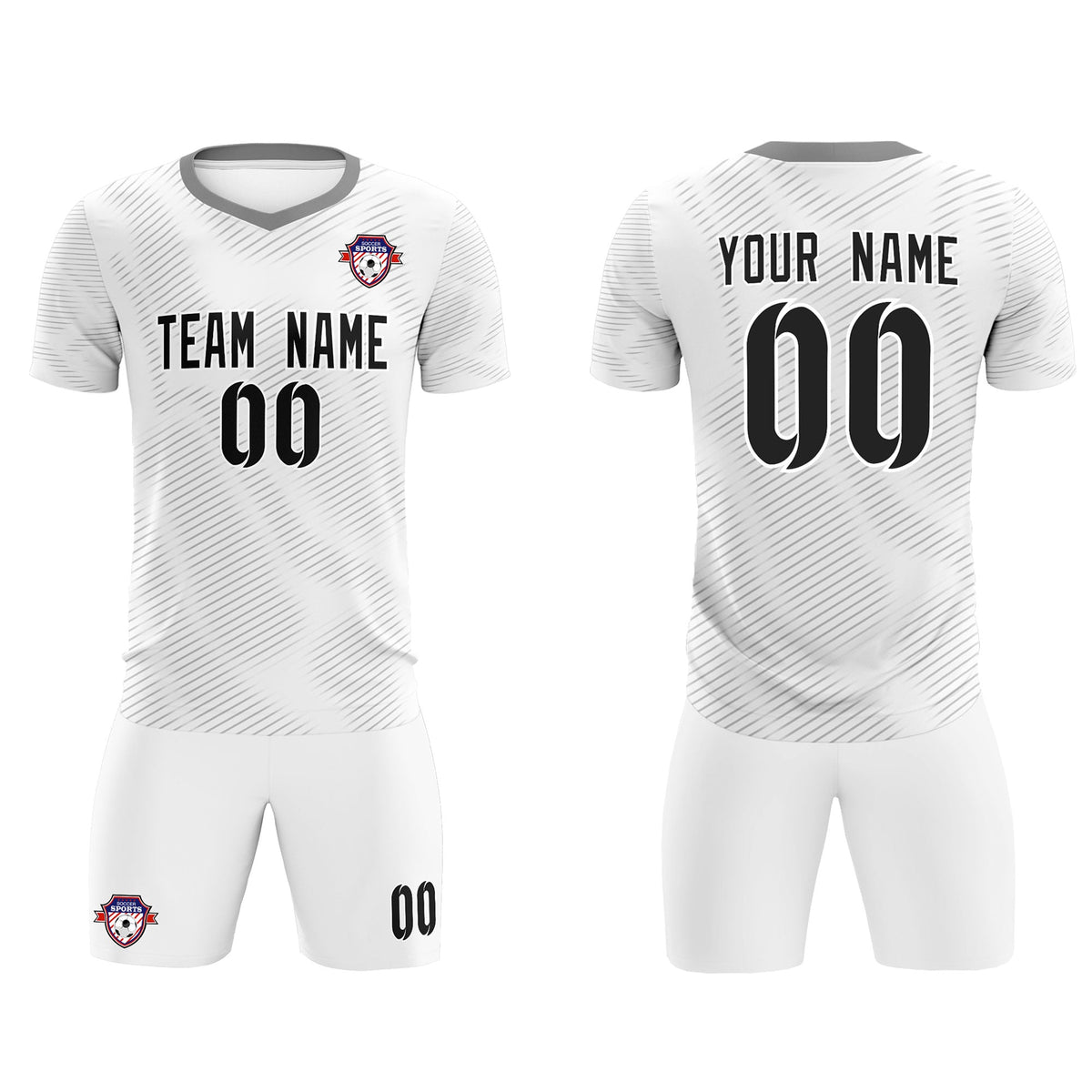 Custom White Gray Training Uniform For Men Football Sets Jersey